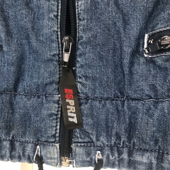 Esprit denim cropped Puffer Hood with Faux Fur - Picture 3 of 3